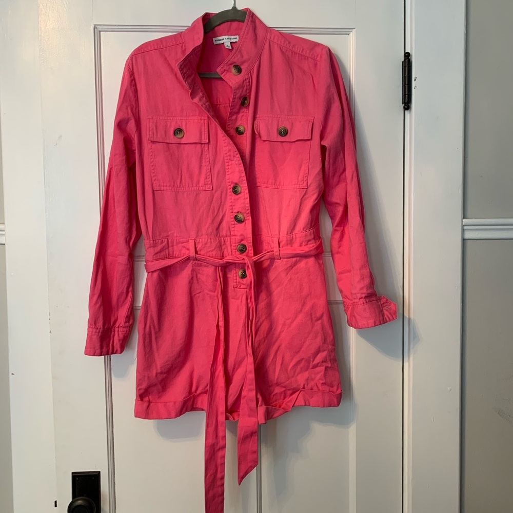 Express x Rocky Barnes Pink Utility Romper- Size Small
